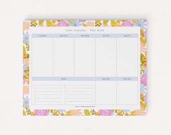 Pop Floral Week Planner, Organisatie, Planning, Briefpapier, Familieplanner, Notities, 2025-2026, Bloem, tweetalig