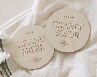 Houten ruiten – Toekomstige grote broer / grote zus | Houten zwangerschapsaankondiging | Baby houten cirkel | Cadeau voor mama | Babyshower idee