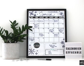 Erasable Calendar | Black White