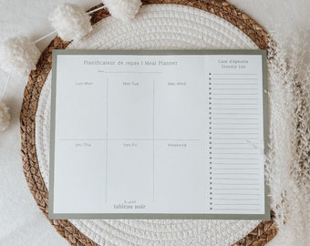 Sage Meal Planner, Organization, Planning, Stationery, Family Planner, Notes, 2024-2025, Sage, bilingual