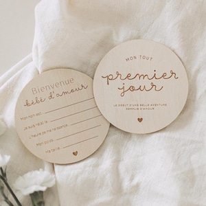 Pastille de bois – Bienvenue au monde bébé | Bois gravé naissance | Souvenir premier jour | Cadeau naissance | Idée baby shower