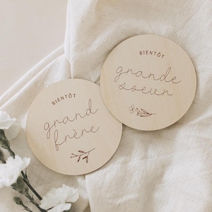 Pastilles de bois – Bientôt grand frère / grande sœur | Annonce grossesse originale | Bois gravé | Cadeau future maman | Idée baby shower