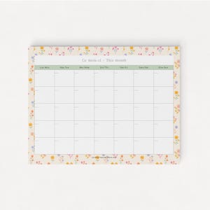 Planificateur de mois Olivia, Organisation, Planification, Papeterie, Planificateur familial, Notes, 2025-2026, Flower, bilingue