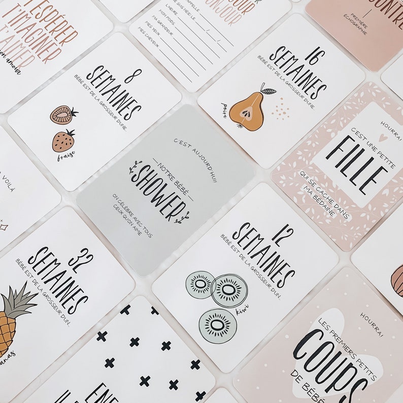Cartes-étapes à photographier, Cartes étape grossesse, grossesse, cadeau pour maman, papeterie bébé, cadeau grossesse - Couleurs & Fruits image 1