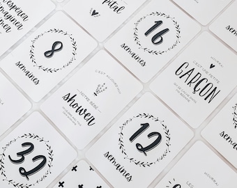 Cartes-étapes à photographier, Cartes étape grossesse, grossesse, cadeau pour maman, papeterie bébé, cadeau grossesse - Feuillages