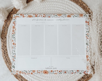 Fall Flowers Week Planner, Organization, Planning, Stationery, Family Planner, Notes, 2024-2025, bilingual