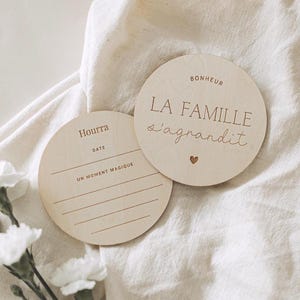 Pastilles de bois - La famille s'aggrandit, bois étape annonce, rond de bois bébé, cadeau pour maman, cadeau grossesse, cadeau Shower