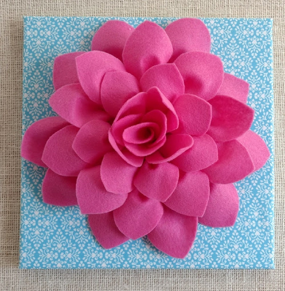 3D Felt Flower Canvas Art Custom Felt Flower Canvas Art Felt Etsy