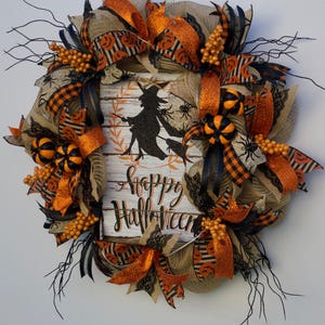 Rustic Halloween Wreath Happy Halloween Wreath Witch Wreath | Etsy