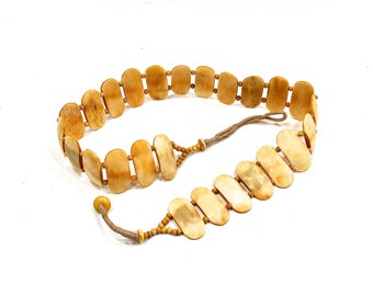 SKU 209-00028073 Boho Carved Bone Belt India Natural Bone Belt 1970/'s Gypsy Gray Belt Boho Deadstock VINTAGE Hipster