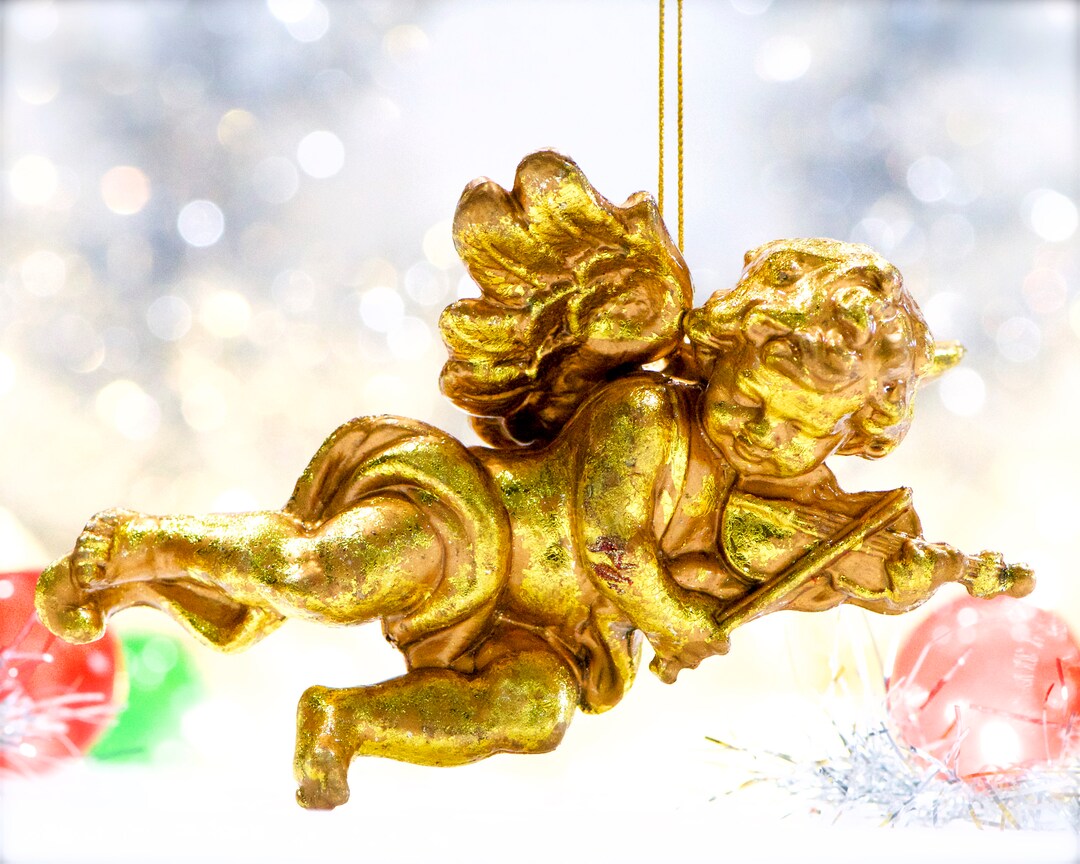 VINTAGE 5.75 Blown Plastic Angel Saint Nicholas Xmas, Winter, Holiday