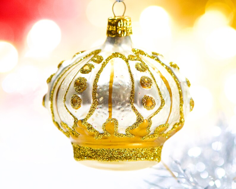 SKU 30-402-00031363 Mercury Ornament Blown figural Glass Ornaments VINTAGE: Czech Republic Crown Ornament