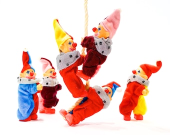 VINTAGE: 1980s - 3pc - Clip On Hugger Clowns - Clip Clown Ornaments - Party Favors - Pencel Huggers - Circus - SKU os-188-00012291-os-703