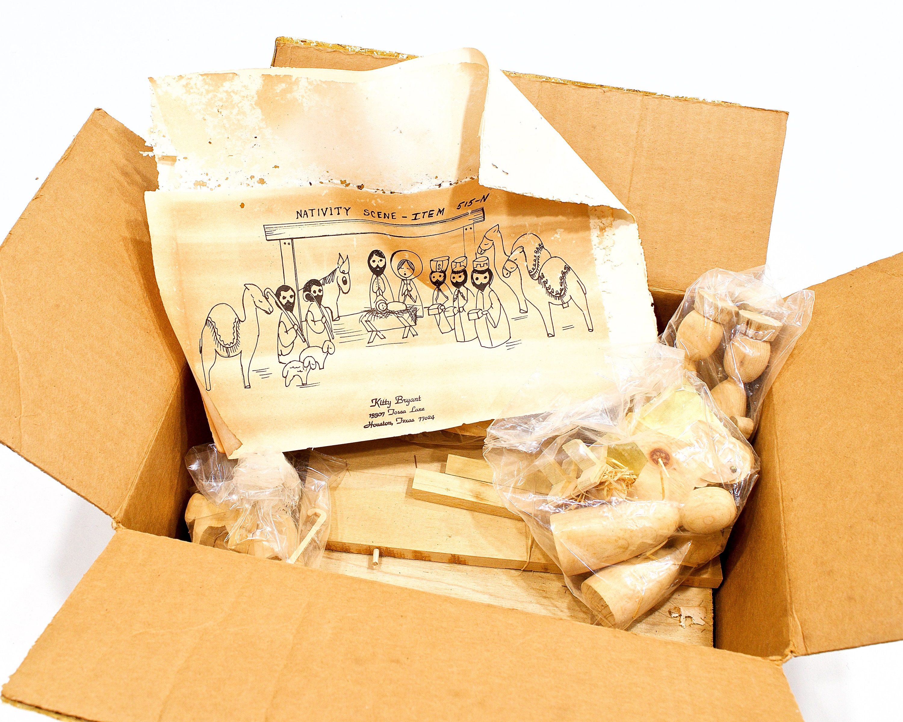 Vintage Kitty Bryant Nativity Scene Make Your Own Wooden Set