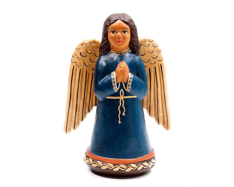 VINTAGE: 8 Authentic PERUVIAN Handmade Clay Pottery Angel Candle Holder Holidays Made on Peru SKU 32-B-00030176 image 3