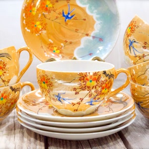 VINTAGE: 4 Sets Hand Painted Lustware Cup and Saucer Japan Hand Painted SKU 32-D-00016768 画像 4