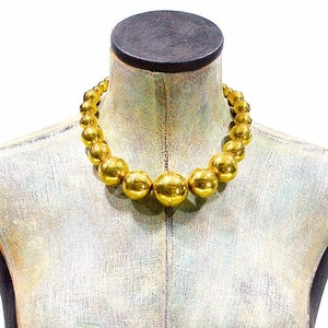 Deadstock VINTAGE: 1970's Chunky Hollow Brass Necklace Boho, Gipsy, Hippie, India Unused SKU 31-D image 2