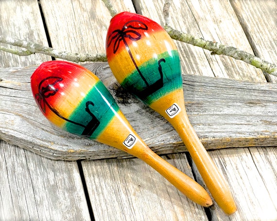 Buy VINTAGE 2pcs Mexican Handmade Wooden Maraca Native Maracas