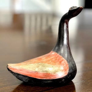 VINTAGE: Authentic Chulucanas, PERU Handmade Clay Swan Pottery - Signed Pottery - Native Peru Artisan Gabino Moncada - SKU 32-B-00035180