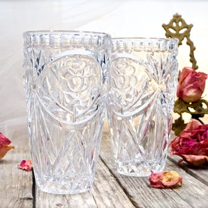 VINTAGE: 2pc Deep Cut Crystal Tumblers Cups Flower Cut Beauty and Elegance SKU 32-B-00032572 image 3