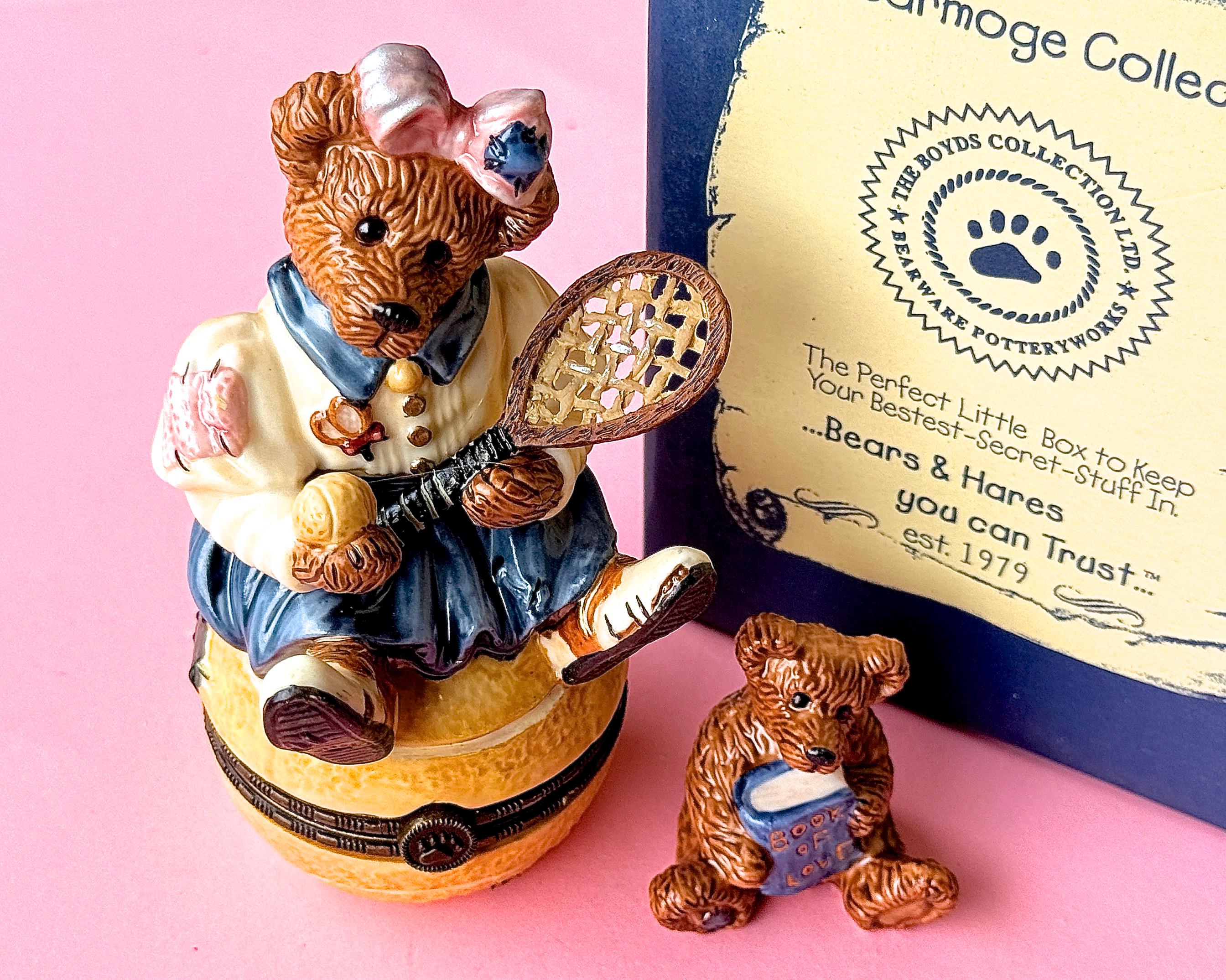 Porcelain Trinket Box, Boyds Bears Chrissie Tennis Collectible