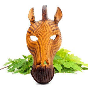 VINTAGE: Kenya Carved Zebra Mask - Wall Decor - Wall Mask - Wood Mask - SKU 22-A-00030730