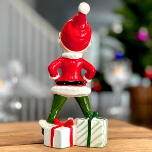 VINTAGE: RARE Josef Originals Christmas Elf Pixie Santa Suit Guarding Present Gifts Made in Japan Holidays SKU 26 27-A-00040213 image 4