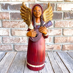 VINTAGE: 15.5 Large Authentic PERUVIAN Handmade Clay Pottery Angel Candle Holder Holidays Made on Peru SKU 35-C-00034169 image 1
