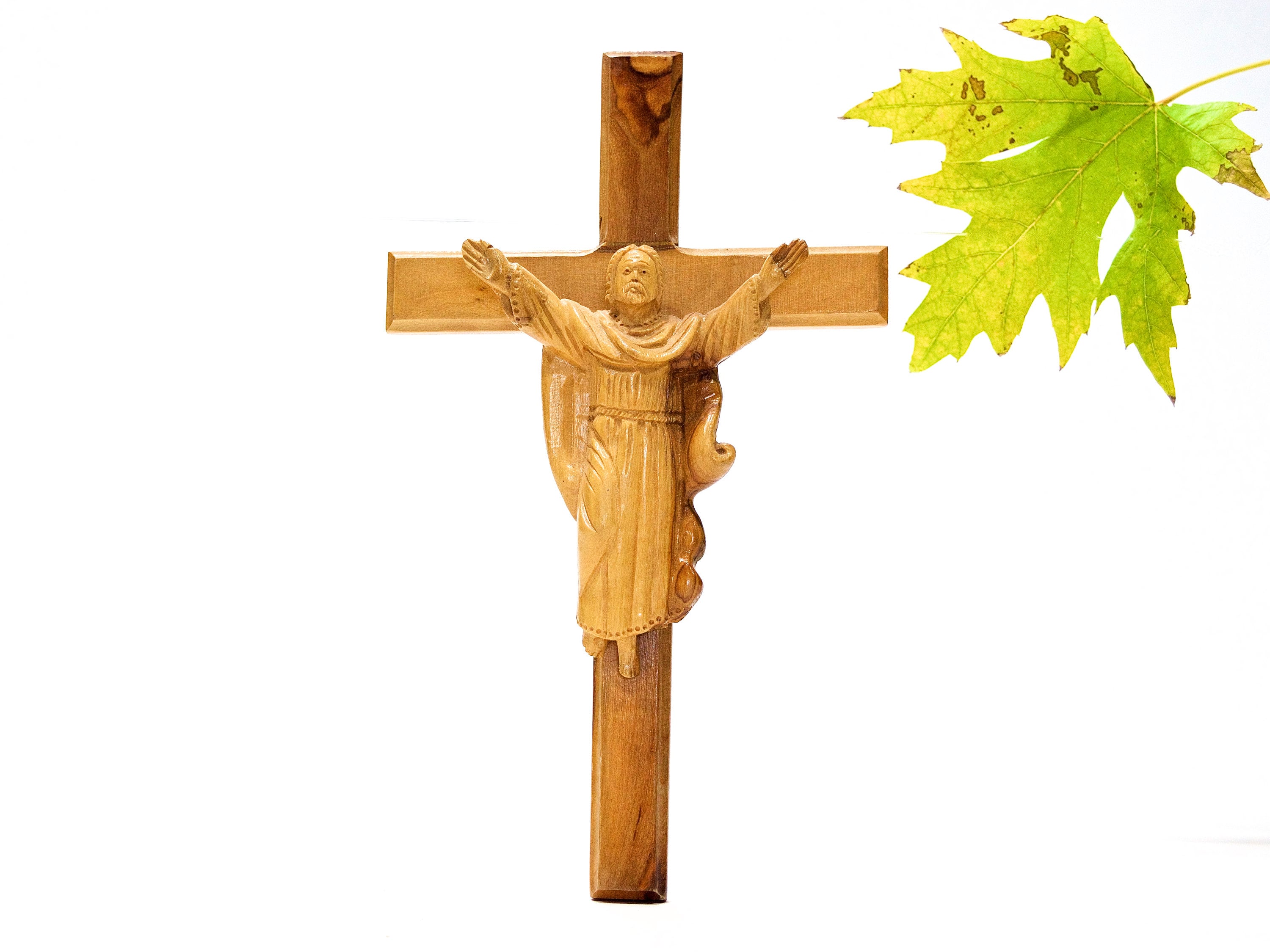 Vintage 9" Wall Bethlehem Olive Wood Cross - Crucifix Holy Land Religion Sku 14-C1-00013794