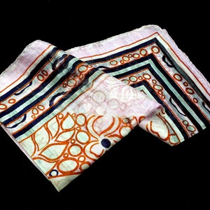 Deadstock VINTAGE: 1970's India Hand Blocked Ultra Sheer 100% Silk Gauze Scarf Cheese Cloth Hand Rolled SKU 1-G3-00007754 image 5