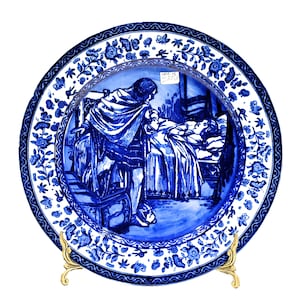 VINTAGE: 10.25&quot; Old Royal Doulton English China Plate - Blue and White Plate - SKU 22-D-00031336