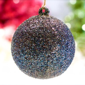 VINTAGE: Hand Blown Ornament Silver Glitter Glass Ornament Christmas SKU 30-405-00033229 image 2