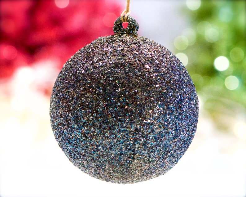 VINTAGE: Hand Blown Ornament Silver Glitter Glass Ornament Christmas SKU 30-405-00033229 image 2