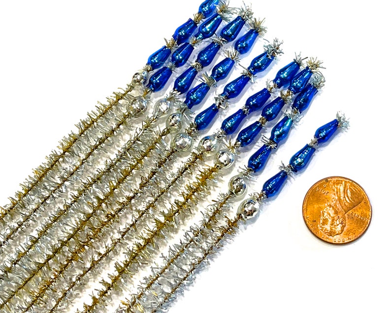 VINTAGE: 10pc Mercury Bead Chenille Stems Blue Flower Picks, Millinery, Crafts, Gift Wrapping, Holiday Decor SKU 16-C1-00034267 image 7