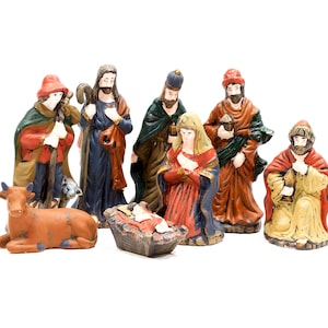 VINTAGE: Porcelain Nativity Set of 8 - Hand Painted Nativity - Christmas Decor - Religious Decor - SKU 26-B-00015770
