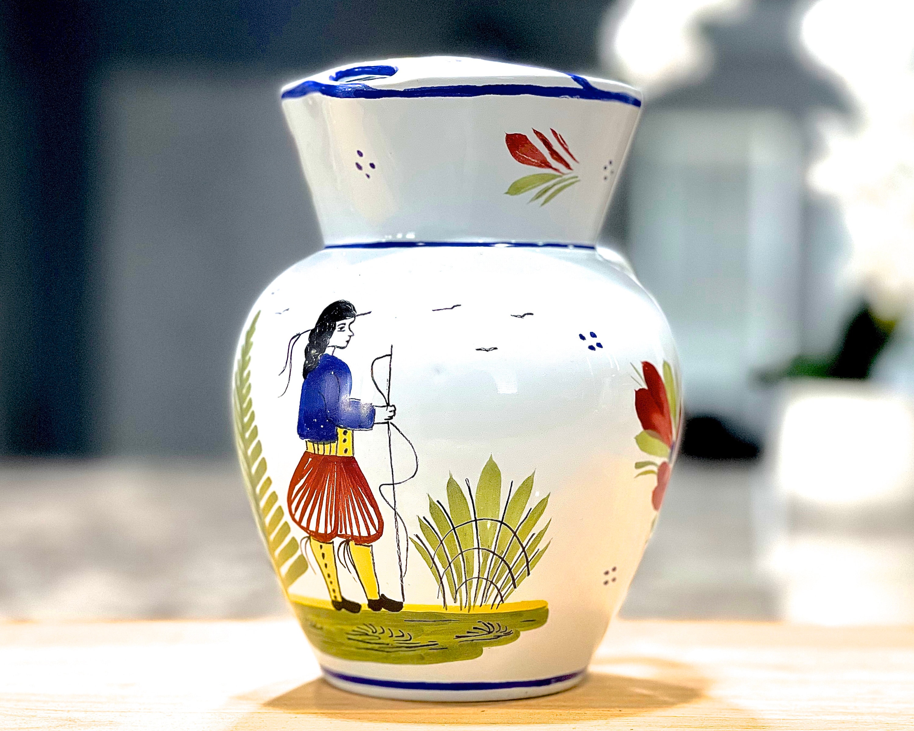 Vintage Henriot Quimper Pottery Pitcher: Hand-painted French Art