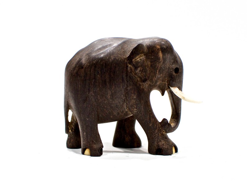 VINTAGE Small Hand Carved Black Wood Elephant African Etsy