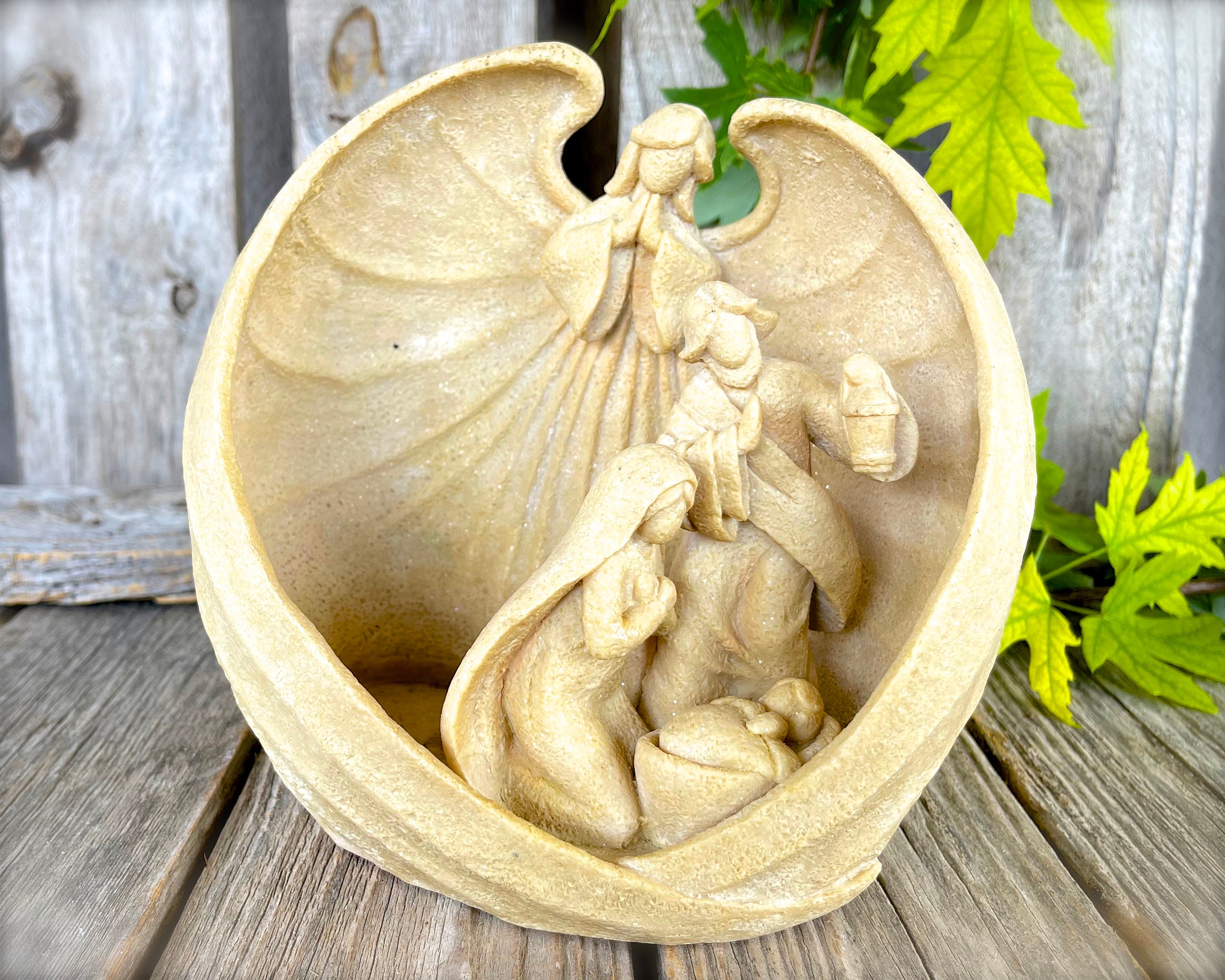 イタリアヴィンテージ　キリスト教美術宗教芸術　石材レリーフ天使アンティーク　置物 ヴィンテージ：樹脂製聖家族奉納物 - 天使奉納物 - ホリデー