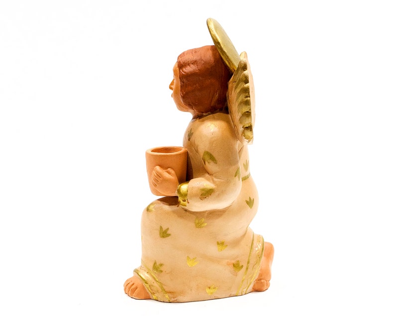 VINTAGE: 9 Authentic PERUVIAN Handmade Clay Pottery Angel Candle Holder Holidays Made on Peru SKU 32-B-00030204 image 3