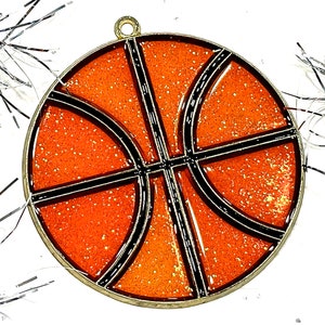VINTAGE: 1980s Retro Metal and Resin Basketball Ornament Faux Stain Glass Sun Catchers Gift SKU 15-E2-00033295 image 2