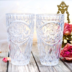 VINTAGE: 2pc Deep Cut Crystal Tumblers Cups Flower Cut Beauty and Elegance SKU 32-B-00032572 image 6