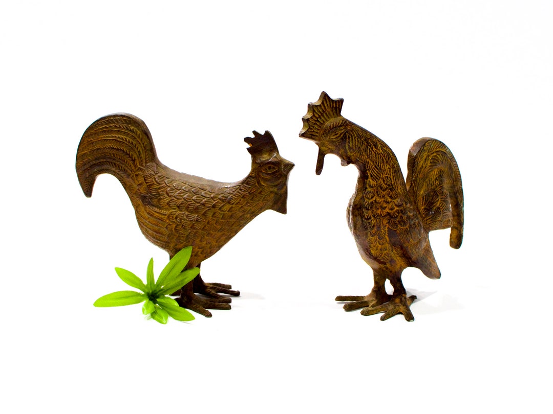 VINTAGE: Brass Chicken and Rooster Figurine Set Farm Animal - Etsy