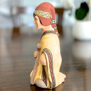 VINTAGE: 8.25 Authentic PERUVIAN Handmade Clay Pottery Native Peruvian Man Nativity Joseph Nativity Figurine SKU 00035151 image 4