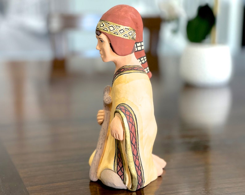 VINTAGE: 8.25 Authentic PERUVIAN Handmade Clay Pottery Native Peruvian Man Nativity Joseph Nativity Figurine SKU 00035151 image 4