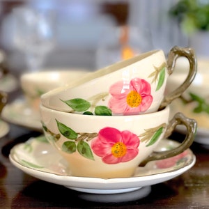 VINTAGE: 1960s 1 Set USA Franciscan Desert Rose Teacup and Saucer Pink Flowers Tableware Shabby Chic SKU 28 29-C-00035305 image 1