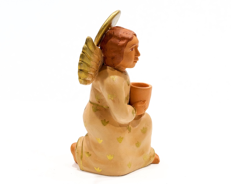 VINTAGE: 9 Authentic PERUVIAN Handmade Clay Pottery Angel Candle Holder Holidays Made on Peru SKU 32-B-00030204 image 2