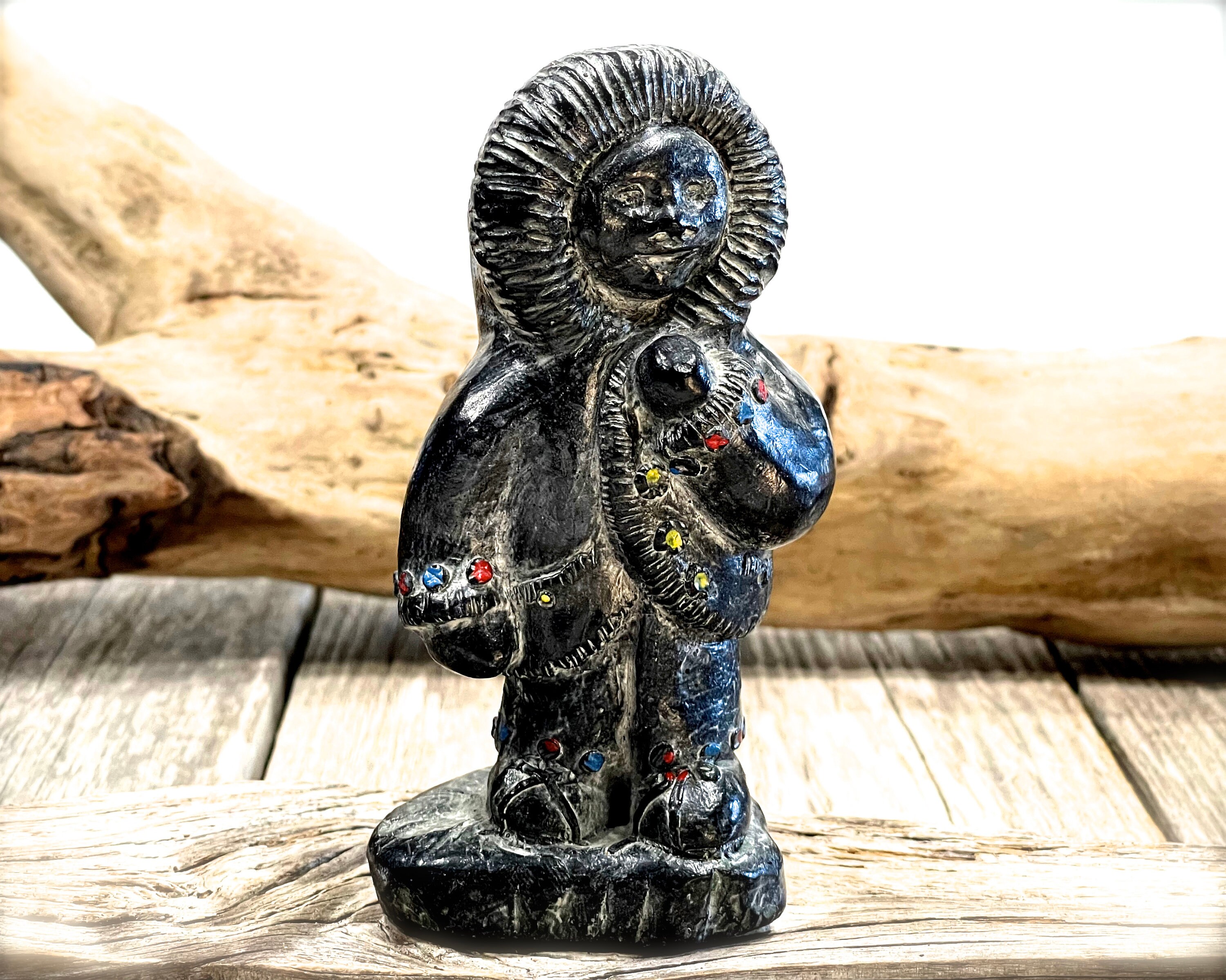 VINTAGE: A Wolf Original Soapstone Carved Figurine - Canada Eskimo