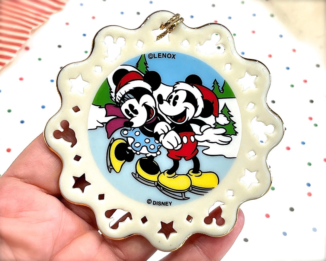 VINTAGE 1997 Lenox DISNEY Ornaments Mickey & Company LENOX Pierced Christmas Ornament skating