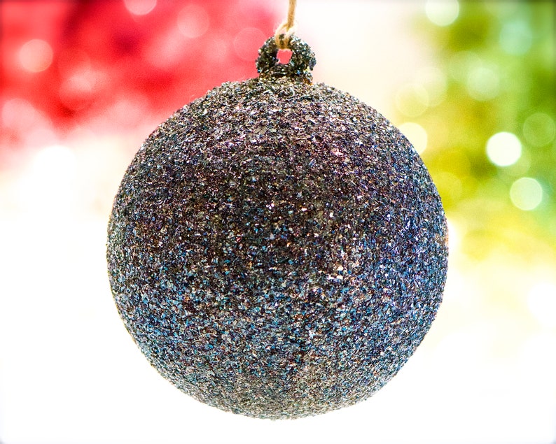 VINTAGE: Hand Blown Ornament Silver Glitter Glass Ornament Christmas SKU 30-405-00033229 image 1