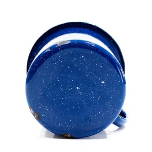VINTAGE: 1970's Mexican Blue Enamel Mug Graniteware Enamelware Large Cup Cottage SKU 26-D-00017839 image 6